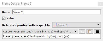 Customized reference frame translation and orientation